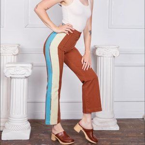 Big Bud Press Hand-Painted Stripe Western Pants - Burnt Terracotta